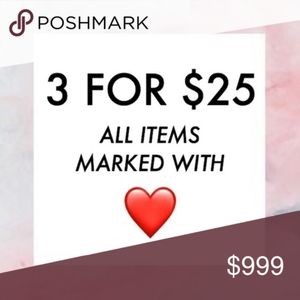 3 for $25 sale on items marked with a ❤!!!!
